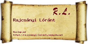 Rajcsányi Lóránt névjegykártya